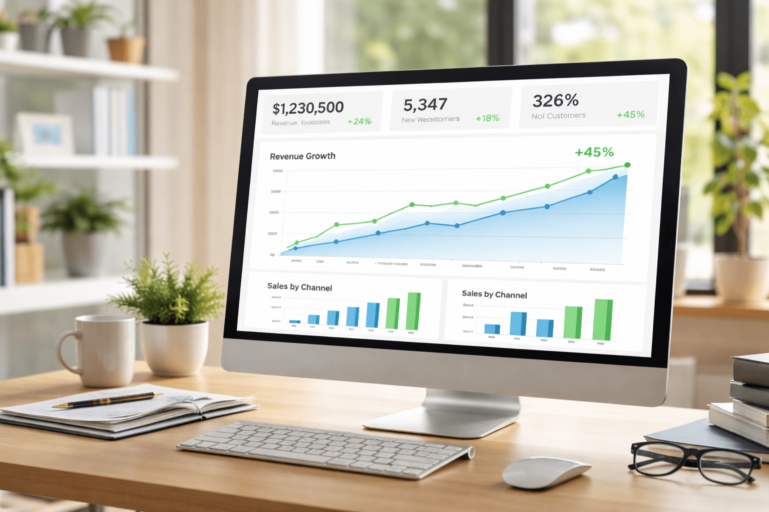 Courbes de progression sur ordinateur de bureau